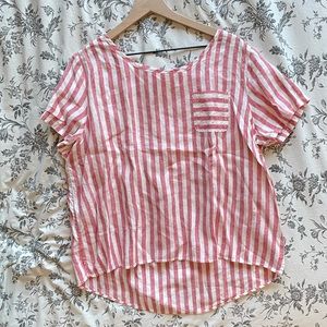 Artisan Ny 100% Linen Cabana Stripe Top